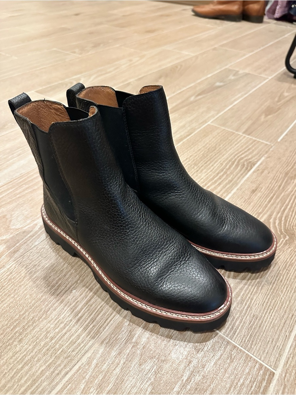 Madewell Black Leather Chelsea Boots - Rugged Sole
